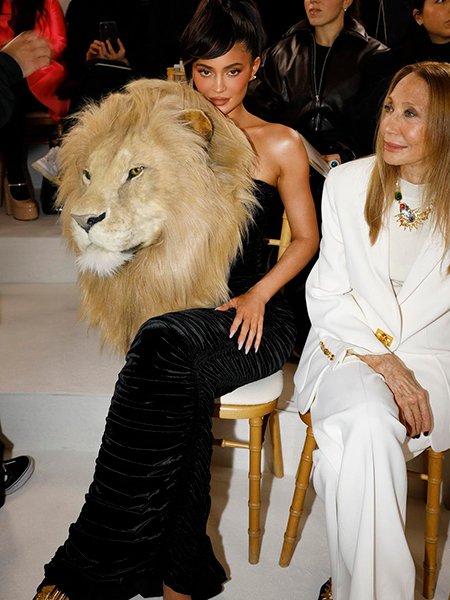 Красавица и чудовище: Кайли Дженнер пришла на показ в платье с гигантской головой льва